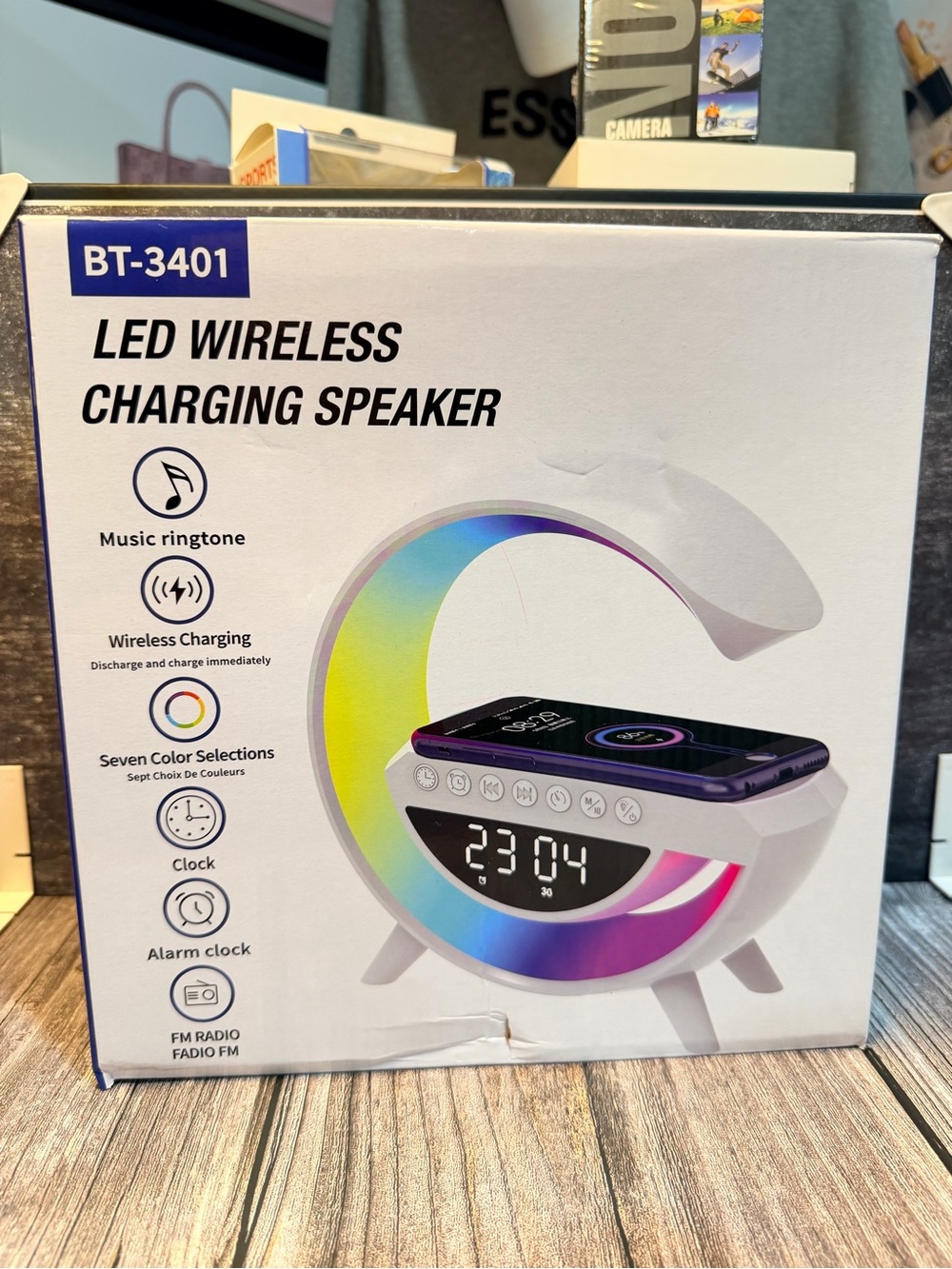 LED Wireless Charging Speaker with Color Ring - White